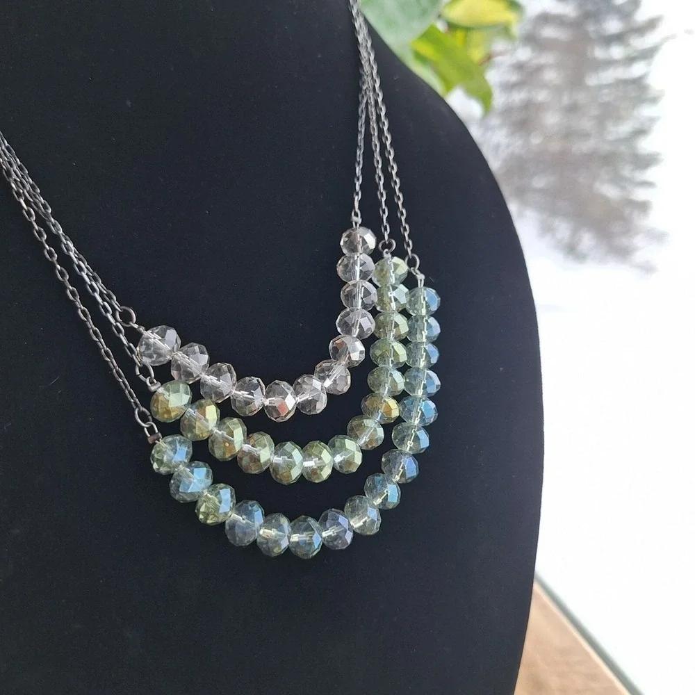 Express Multi‎ Layered Bead Necklace Adjustable Chain Lobster Clasp